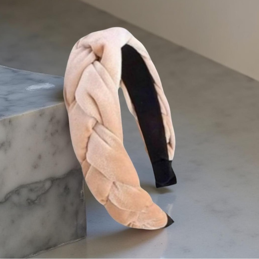 Champagne Velvet headband braided padded soft comfortable New Boutique
